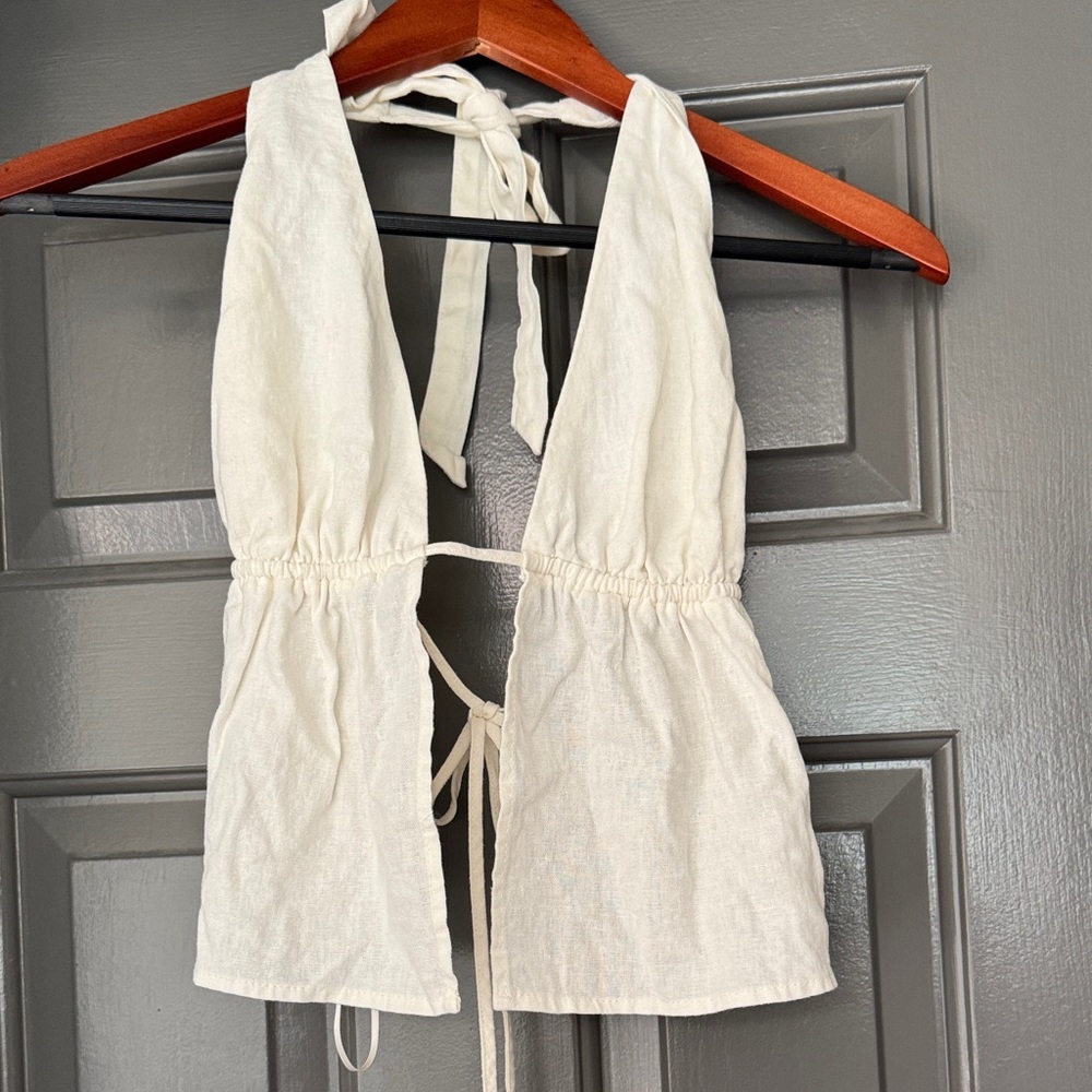 Garage Cream ivory halter Top